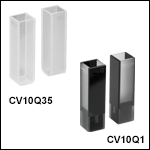 UV Fused Quartz Cuvettes with Caps, 2 Polished Sides