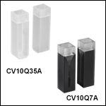 UV Fused Quartz Cuvettes with Stoppers, 2 Polished Sides