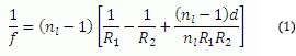 thick lens equation