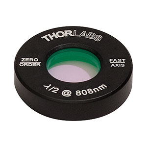 WPH05M-808 - Ø1/2in Zero-Order Half-Wave Plate, Ø1in Mount, 808 nm