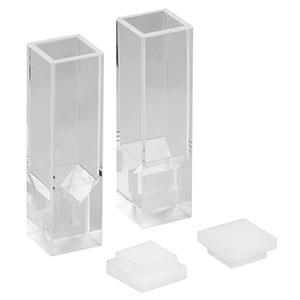 CV10Q1FE - 100 µL Enhanced Chemical Resistance Super Micro Fluorescence Cuvette with Cap, 8.5 mm Beam Height, 10 mm Path Length, 2 Pack