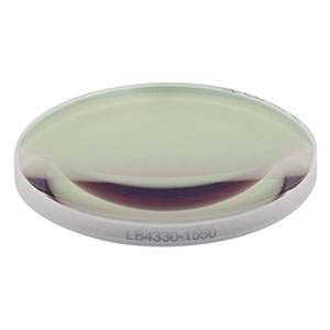 LB4330-1550 - f = 75 mm, Ø1in UV Fused Silica Bi-Convex Lens, 1550 nm V-Coating