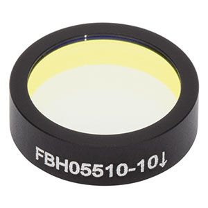 FBH05510-10 - Hard-Coated Bandpass Filter, Ø12.5 mm, CWL = 510 nm, FWHM = 10 nm