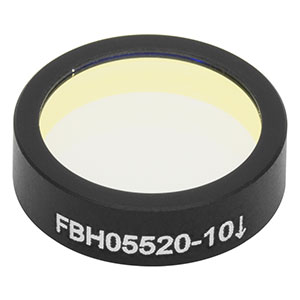 FBH05520-10 - Hard-Coated Bandpass Filter, Ø12.5 mm, CWL = 520 nm, FWHM = 10 nm