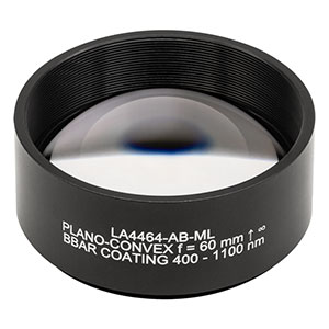 LA4464-AB-ML - Ø2in UVFS Plano-Convex Lens, SM2-Threaded Mount, f = 60 mm, ARC: 400 - 1100 nm