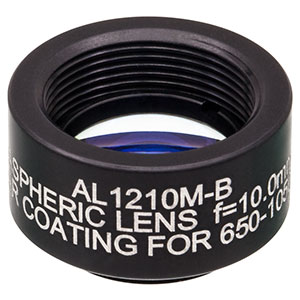 AL1210M-B - Ø12.5 mm S-LAH64 Mounted Aspheric Lens, f=10 mm, NA=0.55, ARC: 650-1050 nm