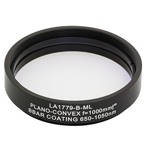 LA1779-B-ML - Ø2in N-BK7 Plano-Convex Lens, SM2-Threaded Mount, f = 1000 mm, ARC: 650-1050 nm