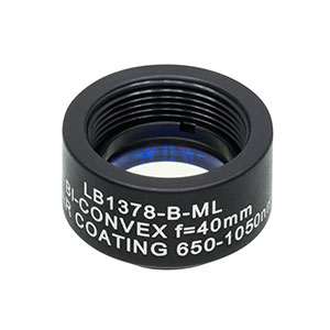 LB1378-B-ML - Mounted N-BK7 Bi-Convex Lens, Ø1/2in, f = 40.0 mm, ARC: 650 - 1050 nm