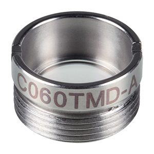 C060TMD-A - f = 9.6 mm, NA = 0.27, WD = 7.1 mm, Mounted Aspheric Lens, ARC: 350 - 700 nm