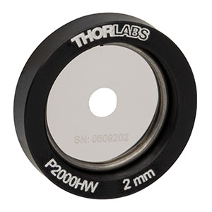 P2000HW - Ø1/2in Mounted Pinhole, 2 mm ± 10 µm Pinhole Diameter, Tungsten