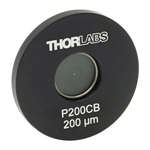 P200CB - Ø1in Mounted Pinhole, 200 ± 6 µm Pinhole Diameter, Gold-Plated Copper