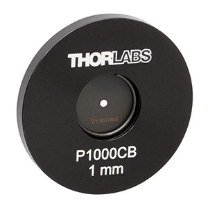 P1000CB - Ø1in Mounted Pinhole, 1 mm ± 10 µm Pinhole Diameter, Gold-Plated Copper