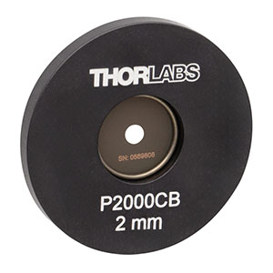 P2000CB - Ø1in Mounted Pinhole, 2 mm ± 10 µm Pinhole Diameter, Gold-Plated Copper
