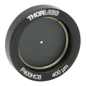 P400HCB - Ø1/2in Mounted Pinhole, 400 ± 10 µm Pinhole Diameter, Gold-Plated Copper