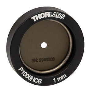 P1000HCB - Ø1/2in Mounted Pinhole, 1 mm ± 10 µm Pinhole Diameter, Gold-Plated Copper