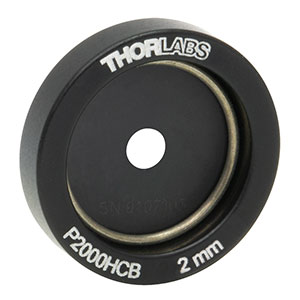 P2000HCB - Ø1/2in Mounted Pinhole, 2 mm ± 10 µm Pinhole Diameter, Gold-Plated Copper