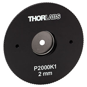P2000K1 - SM1-Threaded, Ø1.20in (30.5 mm) Mounted Pinhole, 2.00 mm ± 10 μm Pinhole Diameter, Stainless Steel