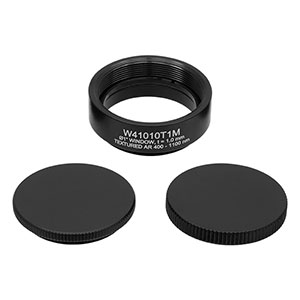W41010T1M - Ø1in Textured Antireflective Window, SM1-Threaded Mount, UVFS, AR Range: 400 - 1100 nm, t = 1.0 mm