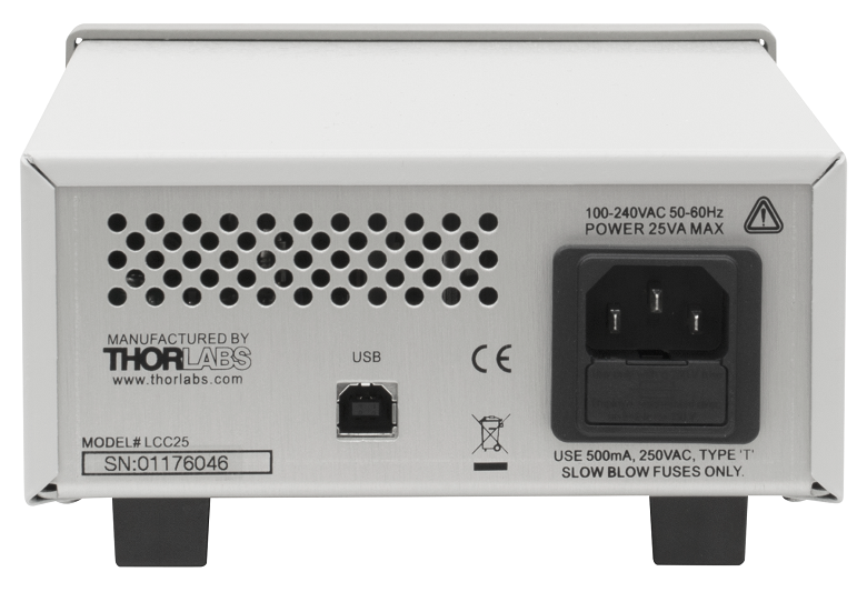 Back panel of the LCC25 Liquid Crystal Controller
